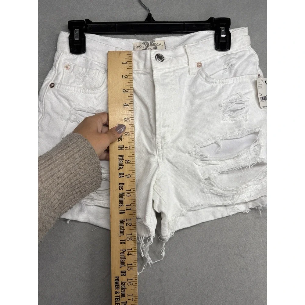 Free People White Distressed Button Fly Jean Shorts Sz 25 Women's New‎ W/ Tag